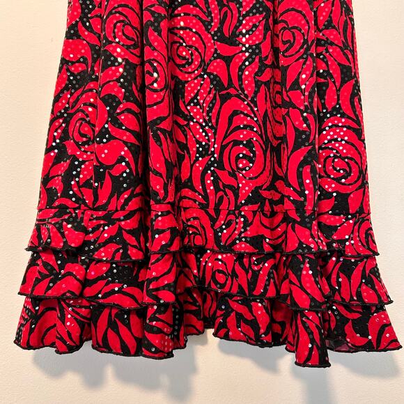 Lane Bryant Women's Dress Sequin Sparkle Red Black Sleeveless Ruched Collar - Picture 5 of 16
